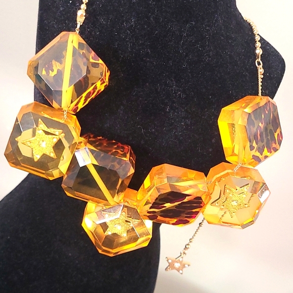 BJ Vintage Lucite Leopard Block Crystal Necklace - Picture 2 of 4